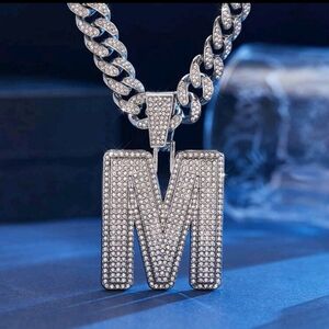 Cuban Link Necklace with M Pendant